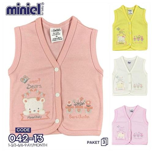 Miniel 042 Bebe Penye Nakışlı Seri Yelek 3-9 Ay(3 Lü)