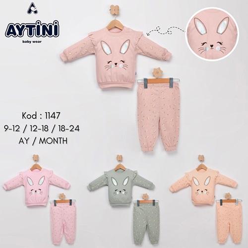 Aytini 1147 Kız Çocuk Çicek Baskılı Penye İkili Takım 1-1,5-2 Yaş