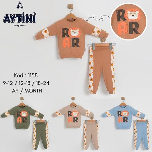 Aytini 1158 Erkek Çocuk Sevimli Aslan Baskılı Penye İkili Takım 1-2 Yaş