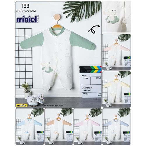 Miniel 183 Bebe Penye Sevimli Tavşan Nakışlı Patikli Tulum 3-12 Ay
