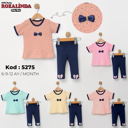 Rozalinda 5275 Kız Bebe Penye Çicek Baskılı Taylı Takım 6-12 AY