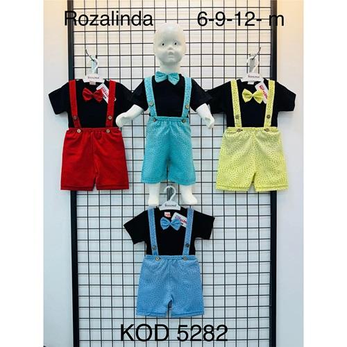 Rozalinda 5282 Erkek Bebe Penye Metraj Bahcıvan V Desenli Takım 6-12 AY