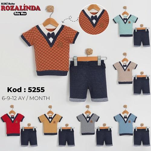 Rozalinda 5255 Erkek Bebe Penye G Baskılı Şortlu Takım 6-12 AY