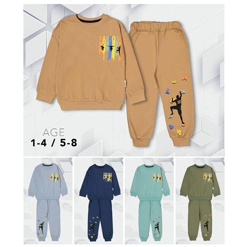 One Boys 616 Erkek Çocuk 2 İp Sıfır Yaka Parkour Baskılı Takım 1-4 Yaş