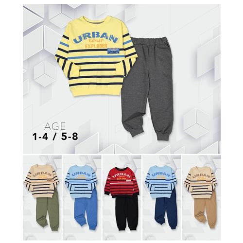 One Boys 616 Erkek Çocuk 2 İp Sıfır Yaka Urban Baskılı Takım 1-4 Yaş