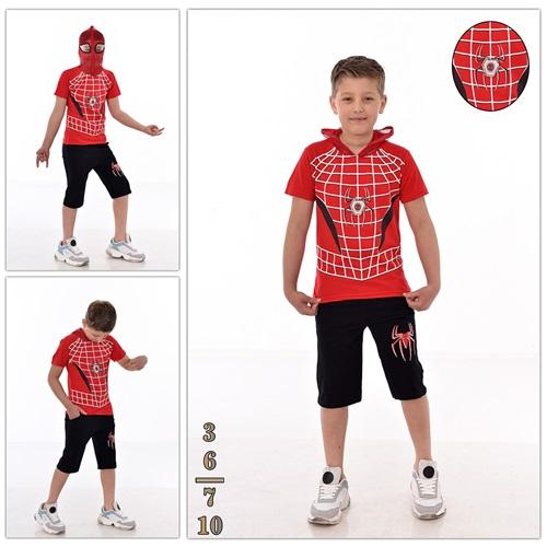 Spıderman 5556 Erkek Çocuk Penye Örümcek Adam Baskılı Fermuarlı File Kapşonlu Takım 7-10 Yaş