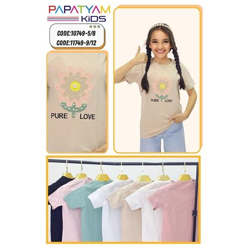 Papatyam Kids 11749 Kız Çocuk Penye İncili Papatya Nakışlı Tişört 9-12 Yaş