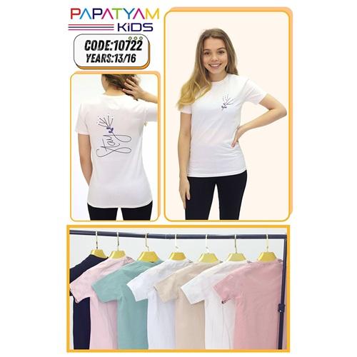 Papatyam Kids 10722 Kız Çocuk Penye Arka Stay Baskılı Tişört 13-16 Yaş