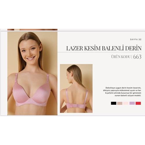 F.K 663 Bayan Dolgulu Lazer Kesim straplez Sütyen 75-90