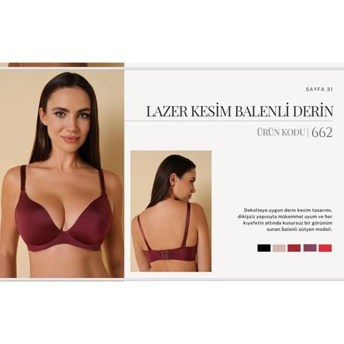 F.K 662 Bayan Dolgulu Lazer Kesim Sütyen 75-90