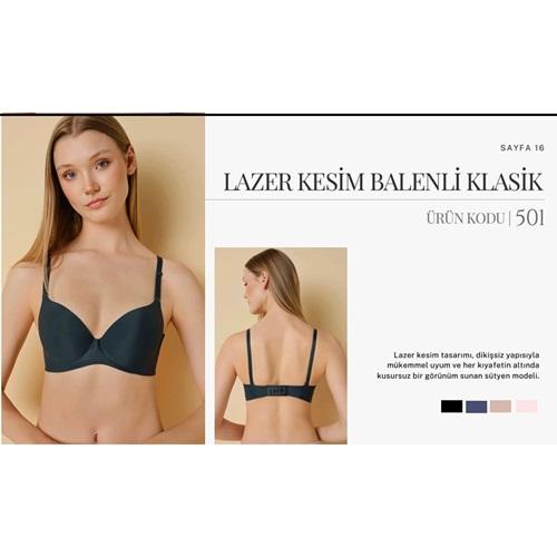 F.K 501 Bayan Yarı Dolgulu Lazer Kesim Sütyen 80-90
