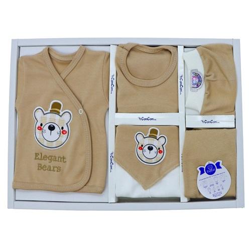 Concon 8105 Bebe Sevimli Ayıcık Nakışlı 8 Parça Lüx Zıbın Set 0-3 Ay