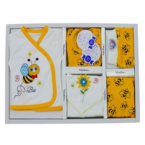 Concon 8037 Bebe Sevimli Arı Nakışlı 8 Parça Lüx Zıbın Set 0-3 Ay