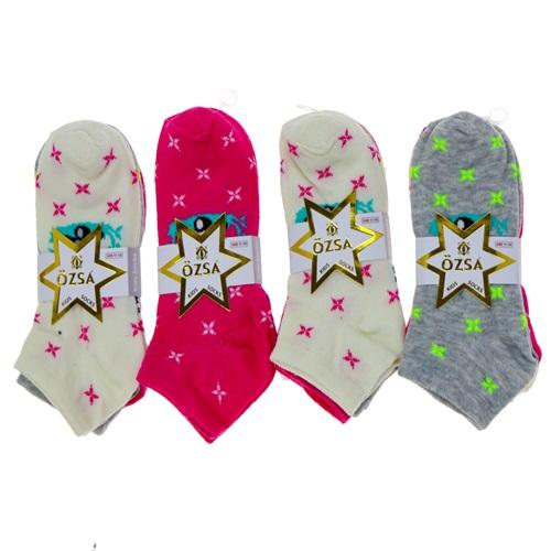 Özsa 3544 Kız Çocuk 3 Lü Kuşaklı Desenli Patik Çorap