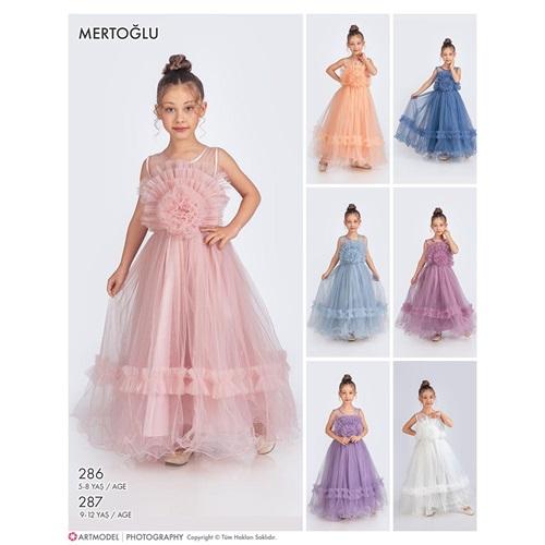 Mertoğlu 286 Kız Çocuk Ön Etek Fırfırlı Abiye Elbise 5-8 Yaş