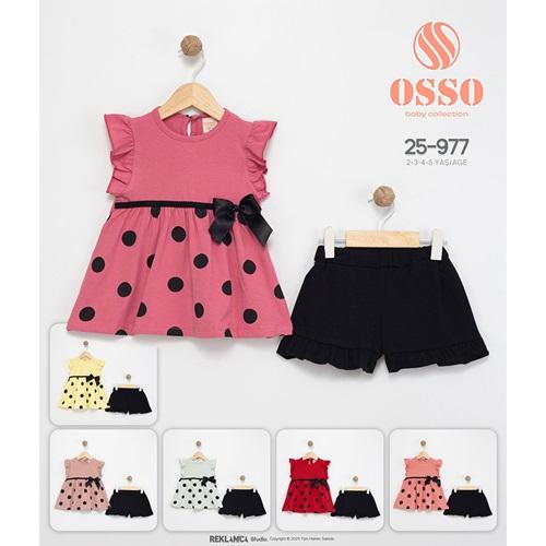 Osso 977 Kız Çocuk Penye Puantiyeli Şortlu Takım 2-5 Yaş
