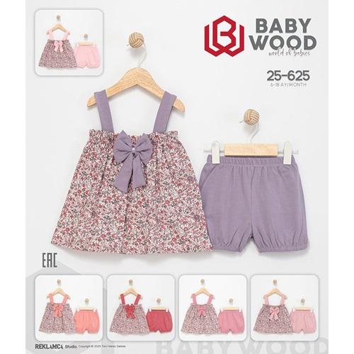 Babywood BW-625 Kız Bebe Penye Çiçek Desenli Şortlu Takım 6-18 Ay