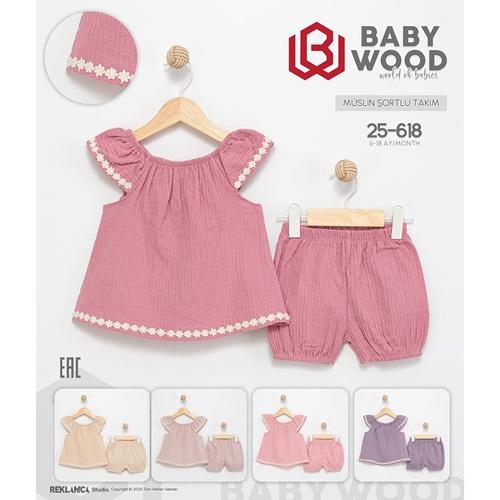 Babywood BW-618 Kız Bebe Müslin Şortlu Takım 6-18 Ay