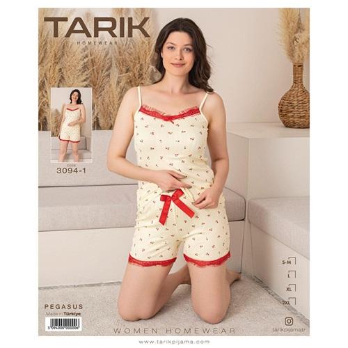 Tarık 3094-1 Bayan Pegasus Kırazlı Desenli Şortlu Pijama Takımı S-2XL