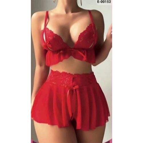 Jesıca Bella E-00152 Bayan Dantelli Jartiyerli Takım Fantazi Gecelik