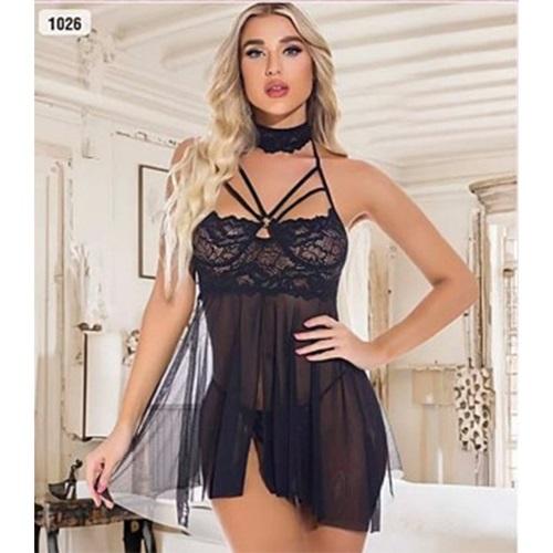 Lily Bicnca 1026 Bayan Dantelli Jartiyerli Fantazi Kısa Gecelik