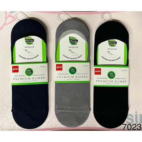 Şirin 7023 Erkek Bambu Dikişsiz Likralı Kutulu Kaymaz Silikonlu Babet Çorap