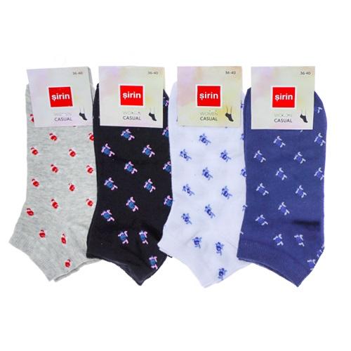 Şirin 4060 Bayan Penye Desenli Likralı Patik Çorap