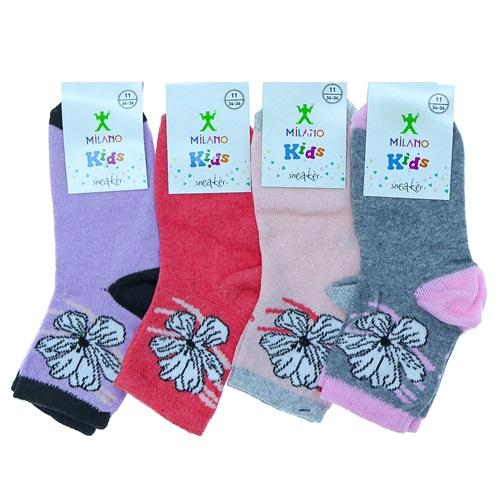 Milano 2438 Kız Çocuk Likralı Kısa Konç Patik Çorap - Karışık Renk - 11-YAŞ