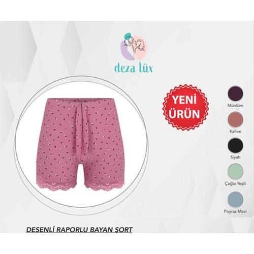 Deza 5072 Bayan Penye Desenli Raporlu Şort M-XL