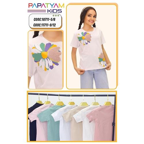 Papatyam Kids 10711 Kız Çocuk Penye Papatya Baskılı Tişört 5-8 Yaş