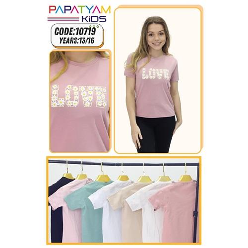Papatyam Kids 10719 Kız Çocuk Penye Love Kabartma Baskılı Tişört 13-16 Yaş