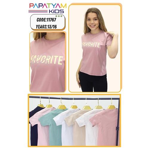 Papatyam Kids 11767 Kız Çocuk Penye Favorite Life Baskılı Tişört 13-16 Yaş