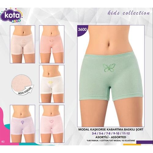 Kota 3600 Kız Çocuk Modal Kaşkorse Kabartma Baskılı Şort