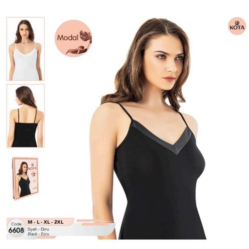 Kota 6608 Bayan Modal Saten Kumaş Yakalı İp Askılı Atlet