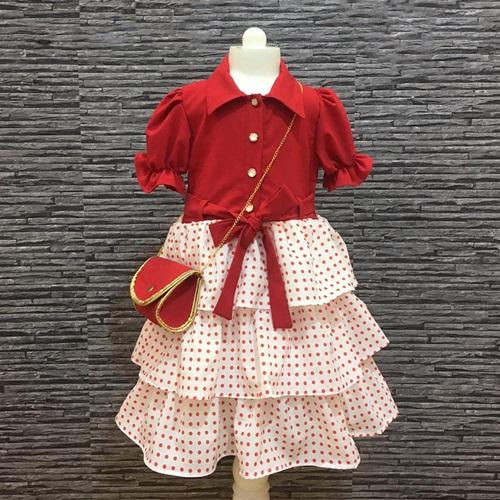 Lotus 5172 Kız Çocuk Kat Kat Etekli Çantalı Elbise 5-8 Yaş