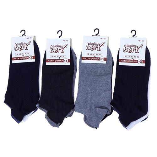 İbrahim Berk 4401 Erkek Likralı 3 lü Patik Çorap (36 Lı)