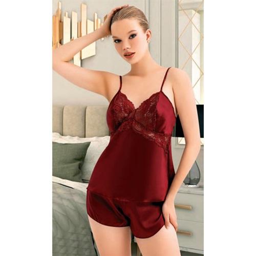 Miss Laris 3096 Bayan Dantelli Saten Şortlu Takım Gecelik