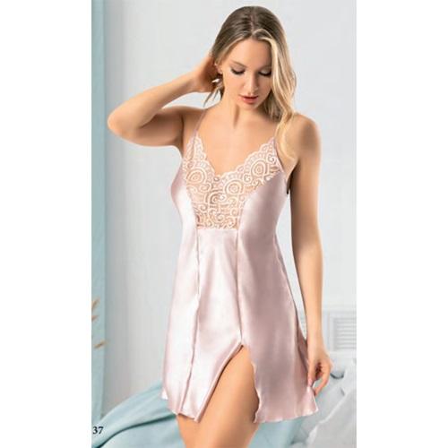 Miss Laris 2110 Bayan Dantelli Saten Kısa Gecelik