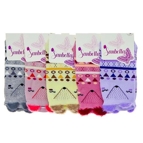 Sanbella 2323 Bayan 3 D Kulaklı Likralı Desenli Kısa Patik Çorap