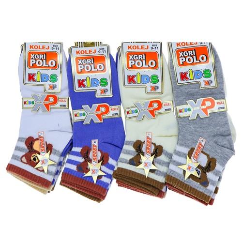XGri Polo Ç-45 Erkek Çocuk Penye Desenli Dubai Sport Kolej Çorap