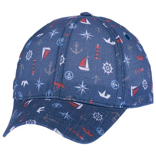 Kitti P-Y25250-10 Erkek Çocuk Marin Desenli Kep Şapka 4-8 Yaş