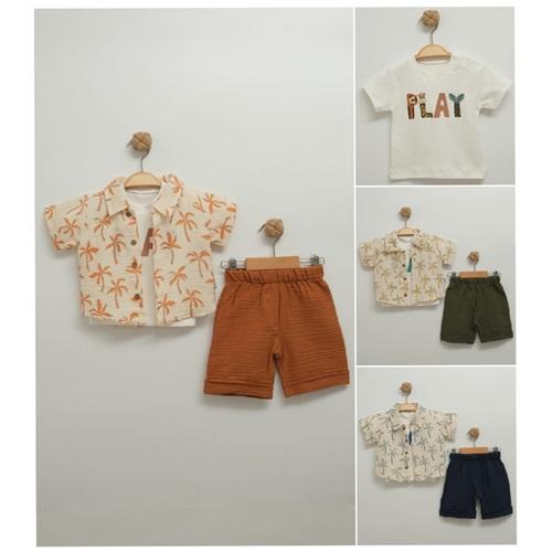 Tufitto 1657 Erkek Bebe Penye Palmıye 3 Lü Takım 9-24 Ay