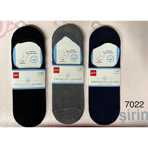 Şirin 7022 Erkek Penye Silikonlu Dikişsiz Likralı Kutulu Babet Çorap