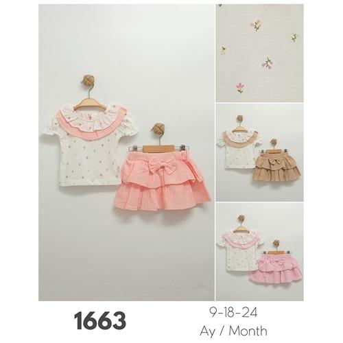 Tufitto 1663 Kız Bebe Penye Çiçek Baskılı Etekli Takım 9-24 AY