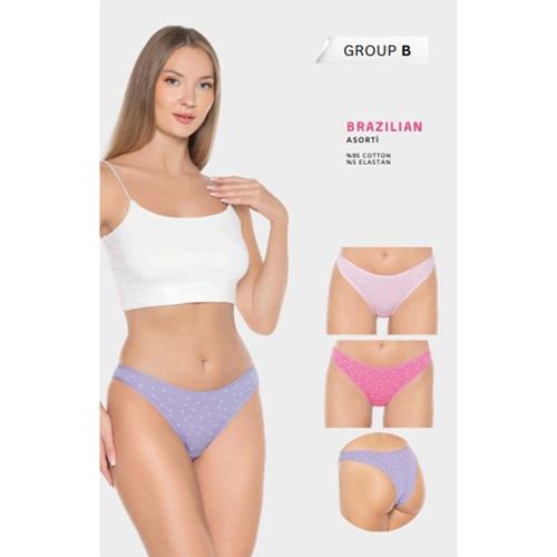 Berrak 11829 Bayan Penye Desenli Brazilian Bikini Külot M-XL
