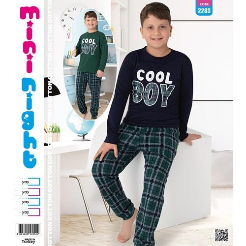 Mimi Night 2283 Erkek Çocuk Penye Cool Boy Baskılı U Kol Pijama Takımı 9-12 yaş