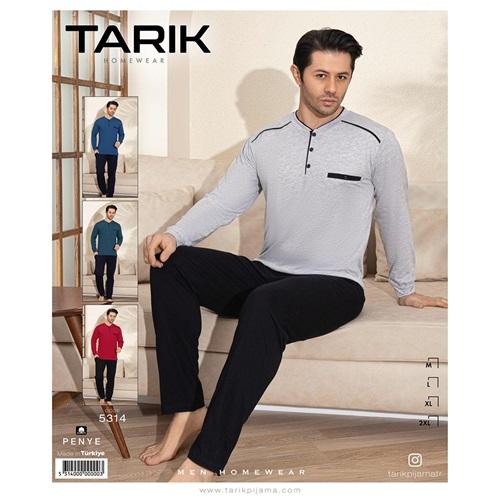 Tarık 5314 Erkek Penye Düz Renk Flotalı Uzun Kol Pijama Takımı M-2XL
