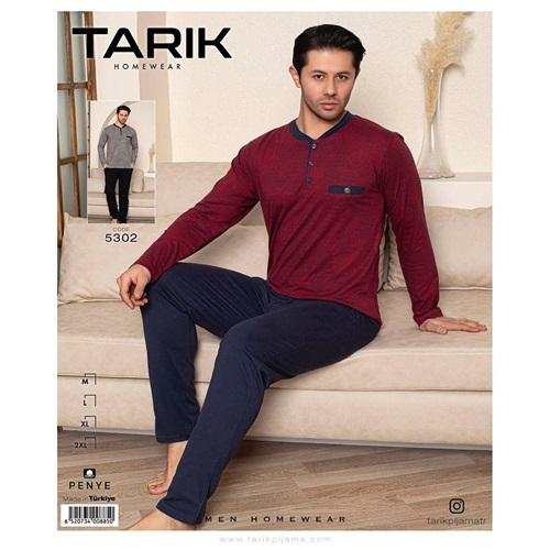 Tarık 5302 Erkek Penye Flatolu Ağ Desen Uzun Kol Pijama Takımı M-2XL