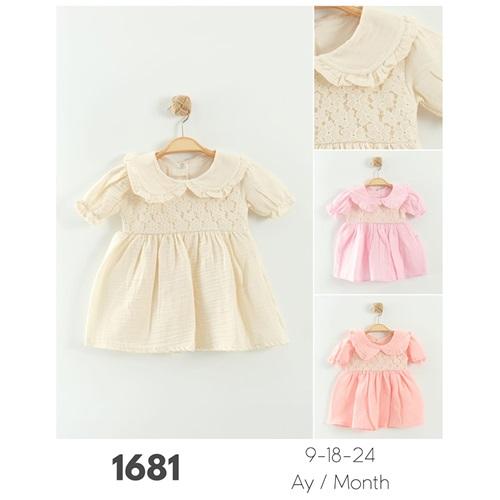 Tufitto 1681 Kız Bebe Müslün Yakalı Elbise 9-24 AY