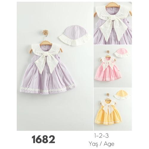 Tufitto 1682 Kız Çocuk fiyonklu Şapkalı Elbise 1-3 Yaş